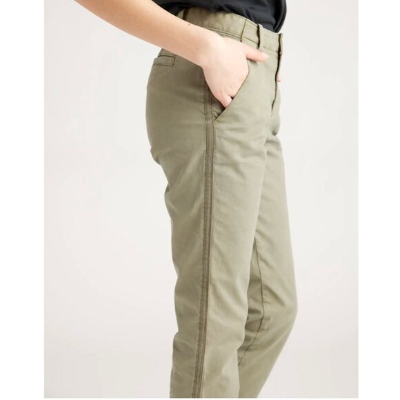 Quince Stretch Cotton Twill Girlfriend Chino Pants Side Stripe Olive Size 27 - Picture 11 of 11